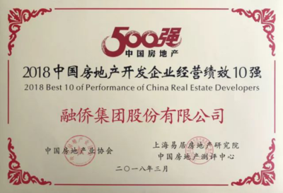 融僑集團(tuán)榮膺2018中國房企28強(qiáng)，全國經(jīng)營績效位列第二